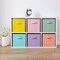 Stero Fabric Storage Bins 6 Pack Fun Colored Durable Storage Cubes with Handles Foldable Cube Baskets for Home, Kids Room, Closet and Toys Organization Cyan, Green, Yellow, Purple, Pink and Peachpuff